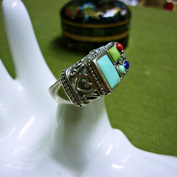 Vintage Sterling Southwest Ring sz 7 - Picture 3 of 7